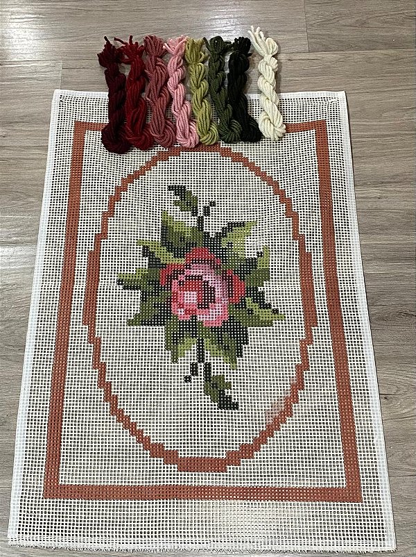 Tela Pintada 70 x 50 para Tapeçaria – Padrão Geométrico