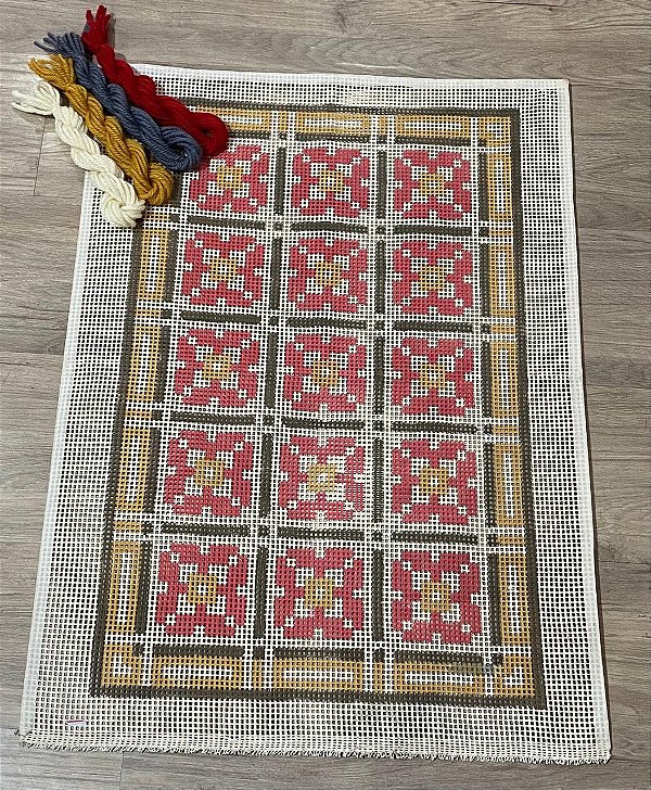Tela Pintada 70 x 50 para Tapeçaria – Padrão Geométrico