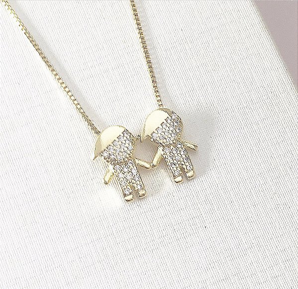 Colar com pingente dois meninos