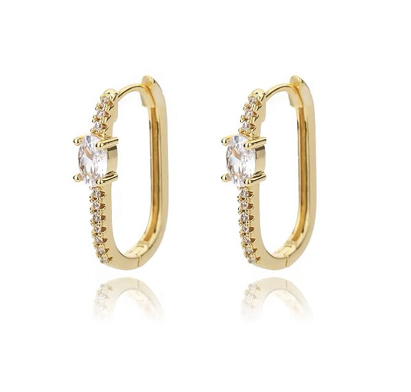 Brinco argola cravejada zircônias ponto de luz