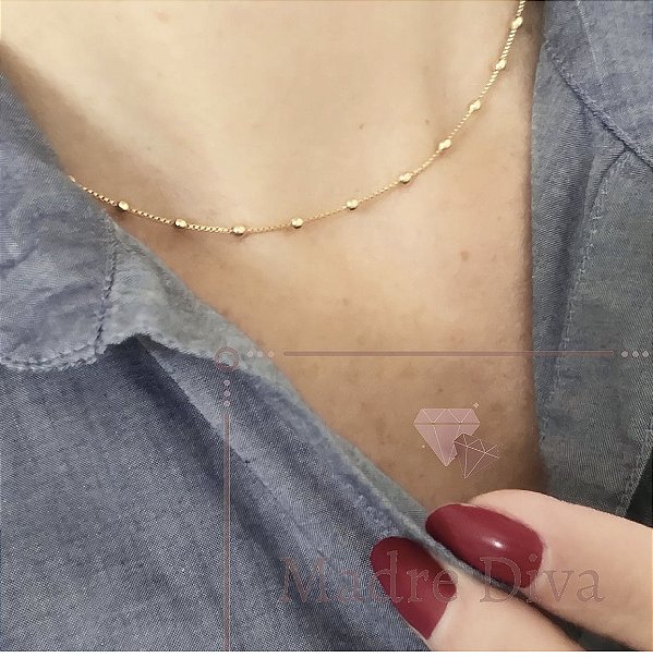 Colar gargantilha bolinha