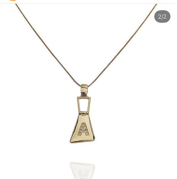 Colar letra inicial A ouro banhado