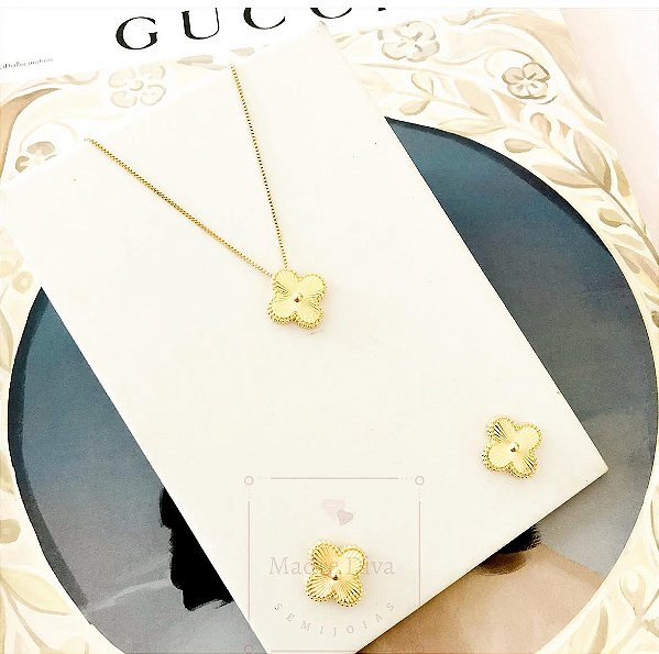 Conjunto joias trevo tipo Van joalheria