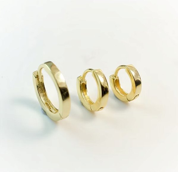 Brinco trio argola banho de ouro