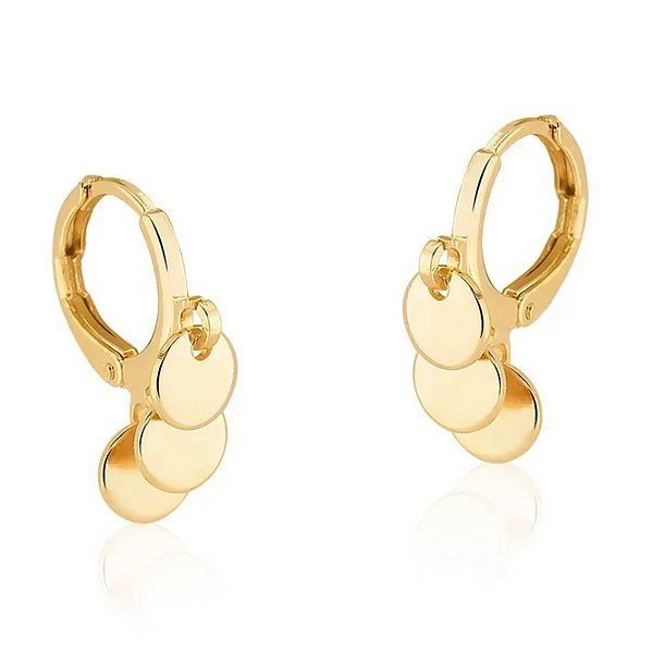 Brinco argolinha clic com pingente chapinhas