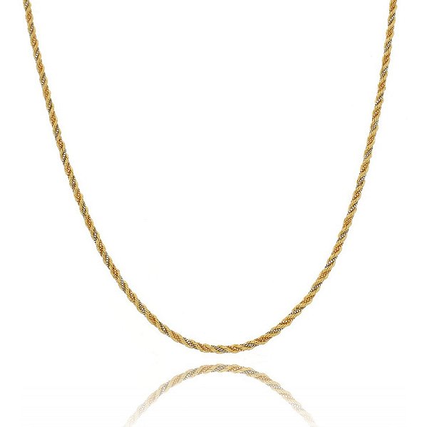 Colar cordão torcido baiano banhado ouro