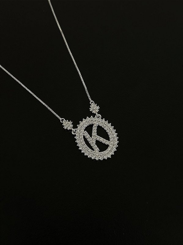 Colar Inicial K Ródio Branco Feminino