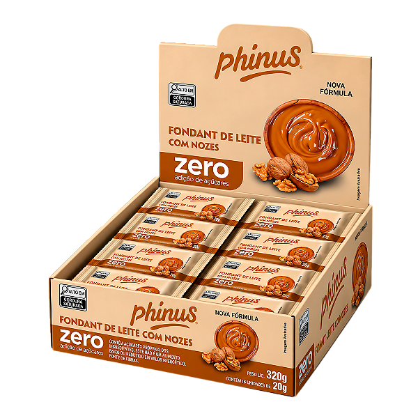 Fondant de Leite Com Nozes Zero Açúcar - Caixa com 16 Unidades