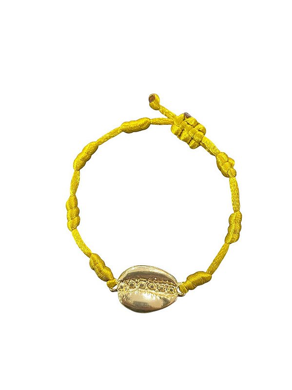 Pulseira 7 Nós Amarela com Búzios Banhado
