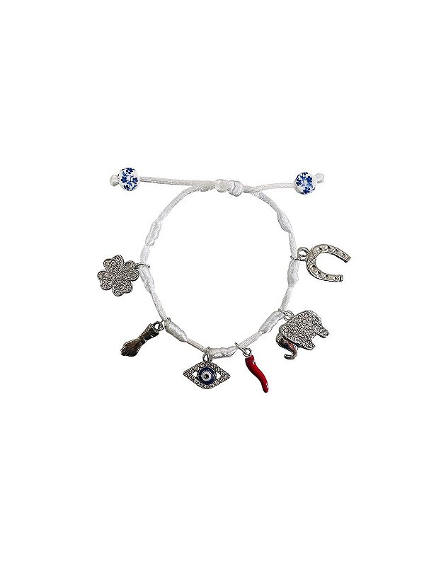 Pulseira 7 Nós Patuá Branco Banhado