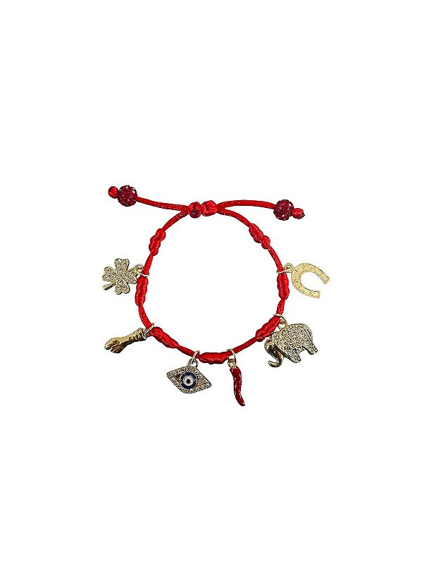 Pulseira 7 Nós Patuá Vermelho Banhado
