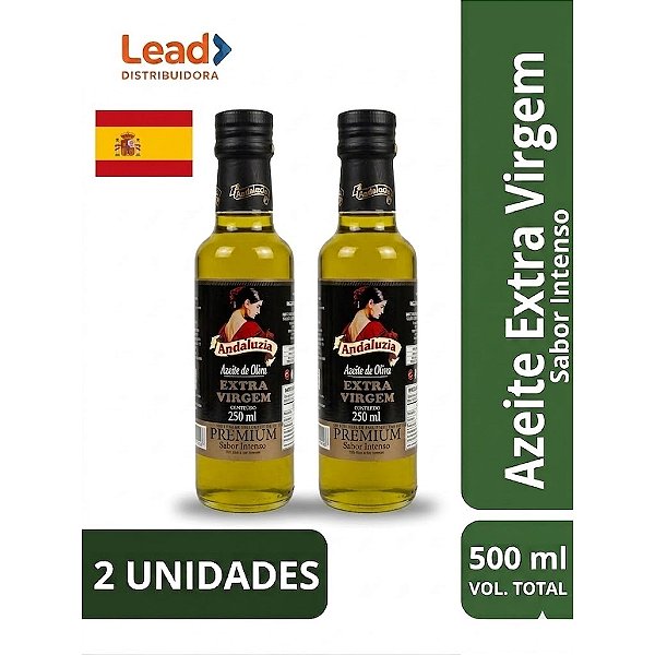 Kit 2 Unidades Azeite De Oliva Extra Virgem Andaluzia Importado Premium Garrafa De Vidro 100% Puro Sabor Intenso