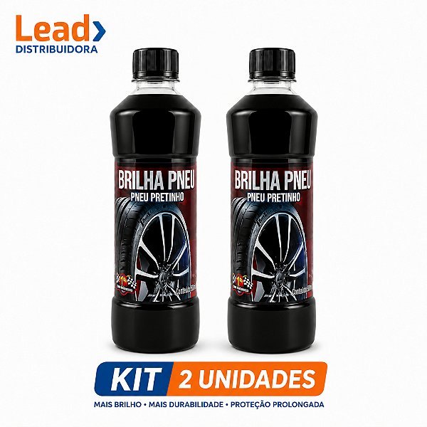 Kit 2 Unidades Pretinho Mil Milhas 500ml Renovador de pneus com brilho intenso e proteção duradoura para carros e motos