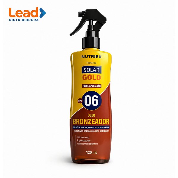 Óleo Bronzeador Solar Gold Nutriex 120 ml – bronzeado intenso, hidratação profunda - Envio Imediato