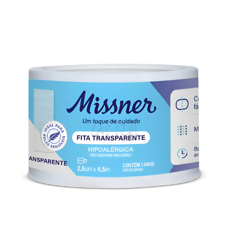 Fita Transparente Hipoalergênica 2,5cm x 4,5m - Missner