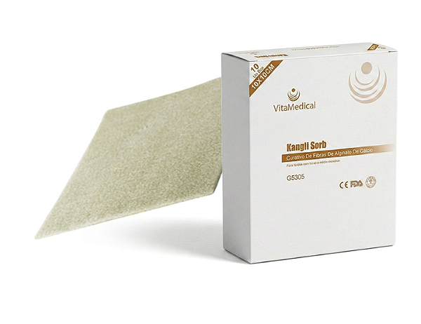 Curativo de Alginato de Cálcio e Sódio Kangli Sorb 10x10cm C/10 Uni - VitaMedical