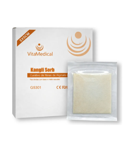 Curativo de Alginato de Cálcio e Sódio Kangli Sorb 05x05cm Caixa C/10 Uni- VitaMedical
