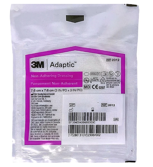 Curativo Adaptic 7,6 x 7,6cm Não Aderente Ref: 2012 Unidade - Systagenix 3M