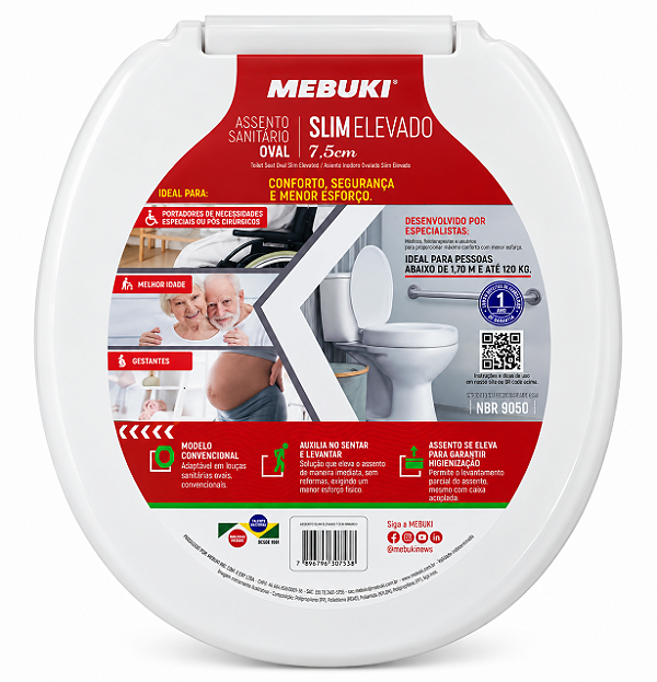 Assento Sanitário Oval Slim Elevado 7,5cm — Mebuki