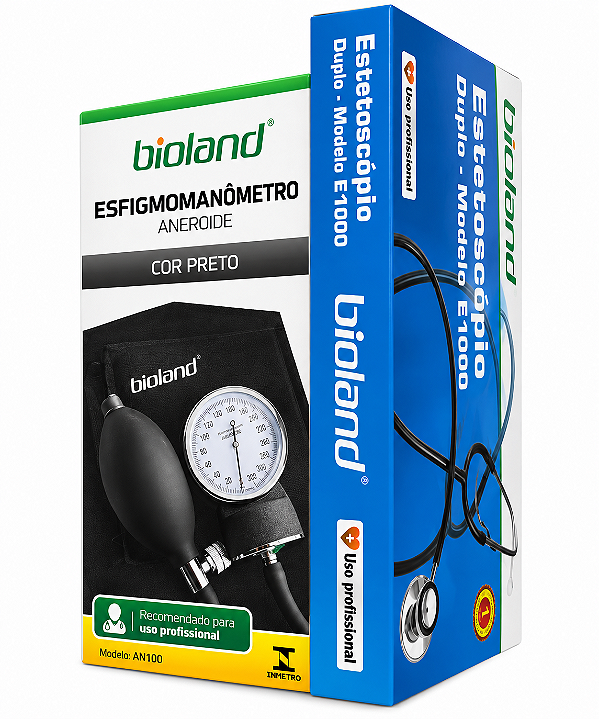 Kit Esfigmomanômetro Aneróide + Estetoscópio Duplo - Bioland