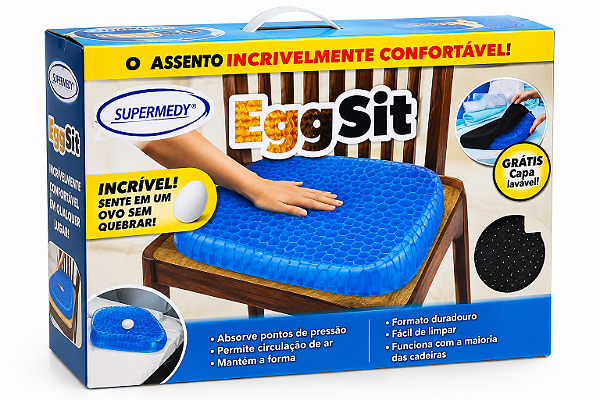 Assento De Gel Almofada Silicone Escaras Ortopédico Egg Sit Cor Azul - Supermedy