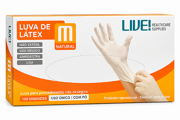 Luva de Látex Com Pó C/100 Uni - Live