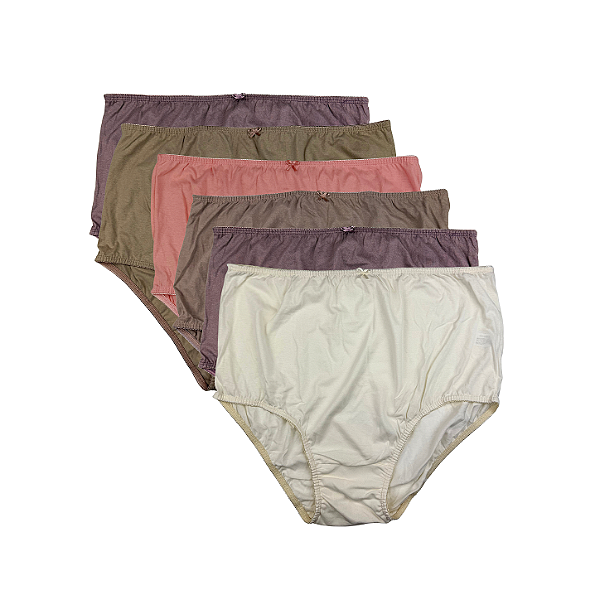 Kit 6 Calcinhas Calçola em Algodão Plus Size