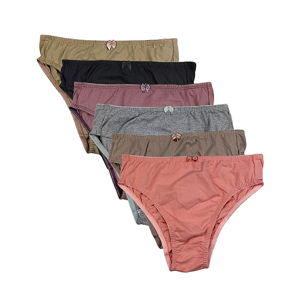Kit 6 Calcinhas Tanga em Algodão