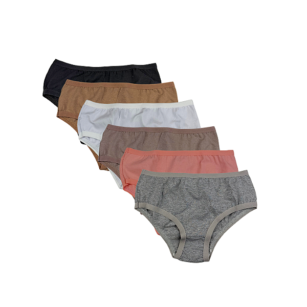 Kit 6 Calcinhas Tanga em Algodão