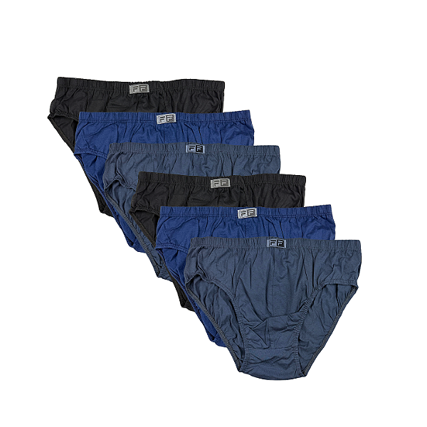 Kit 6 Cuecas Slip em Algodão Plus Size