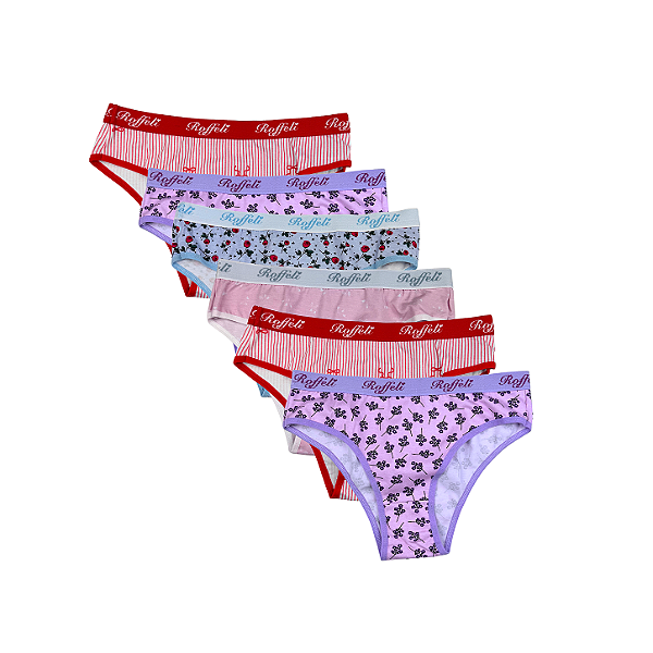 Kit 6 Calcinhas Tanga em Algodão Estampadas