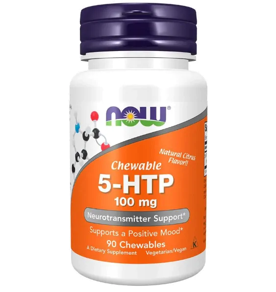 5-HTP 100mg, 90 Cápsulas Mastigáveis, Now