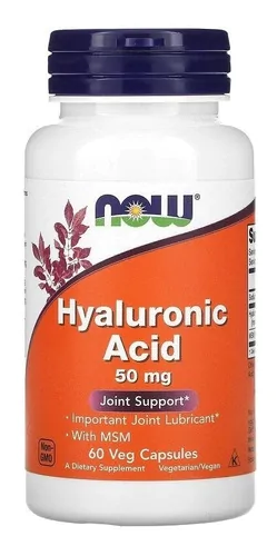 Ácido Hialurônico, 50 mg, 60 Cápsulas, Now