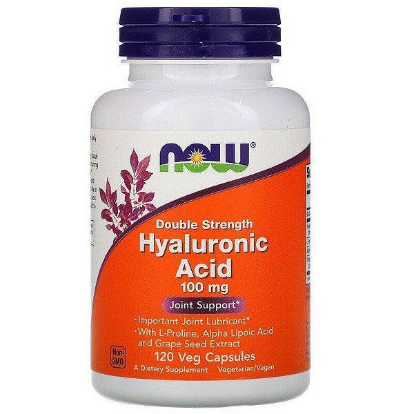 Ácido Hialurônico, 100 mg, 120 Cápsulas, Now