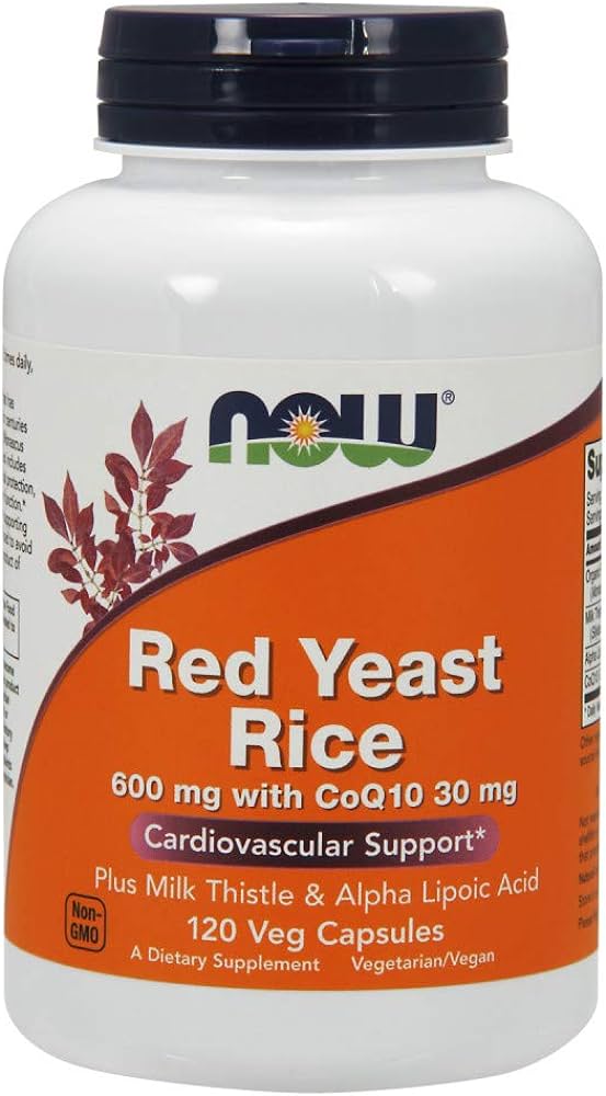 Arroz de Levedura Vermelha, Red Yeast Rice com coq 30mg, 600mg, 120 Cápsulas, Now