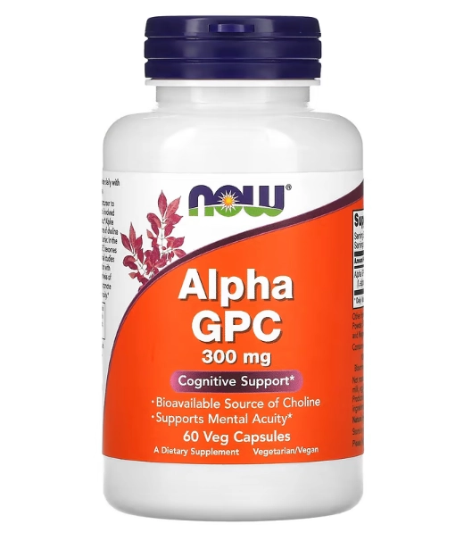 Alpha GPC, Suporte Cognitivo, 300mg, 60 Cápsulas, Now