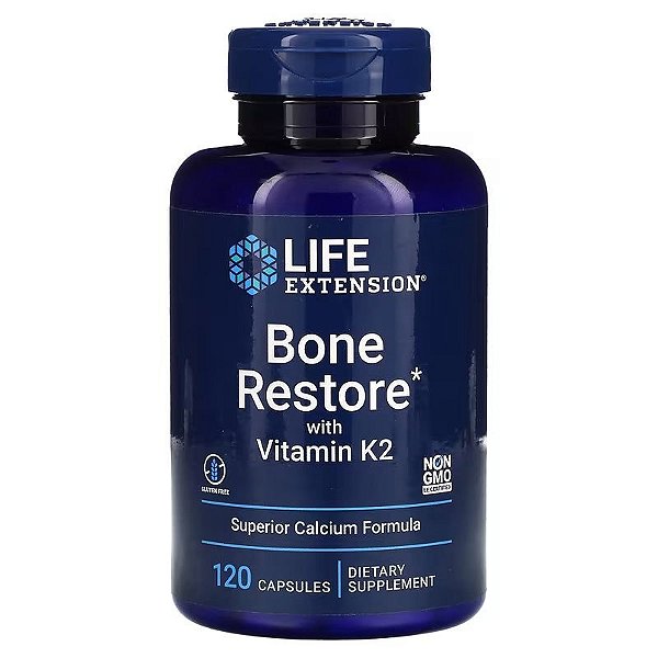 Bone Restore, Restauração Óssea com Vitamina K2, 120 Cápsulas, Life Extension