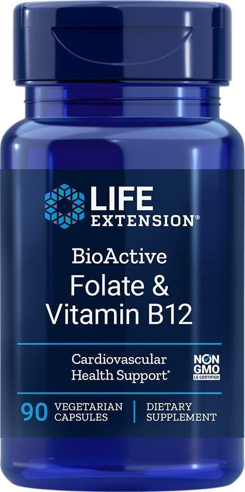 Bioactive Folate e Vitamina B-12 (90 Caps) Life Extension
