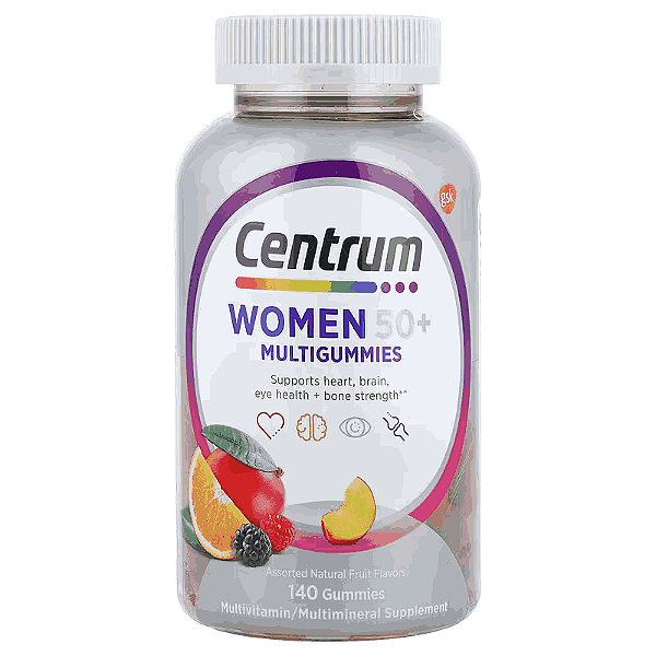 Centrum, Multigomas para Mulheres Acima de 50 Anos, Frutas Naturais Sortidas, 140 Gomas