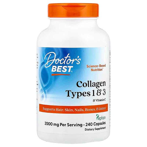 Colágeno Tipos 1 e 3 com Vitamina C, 240 Cápsulas, Doctor's Best