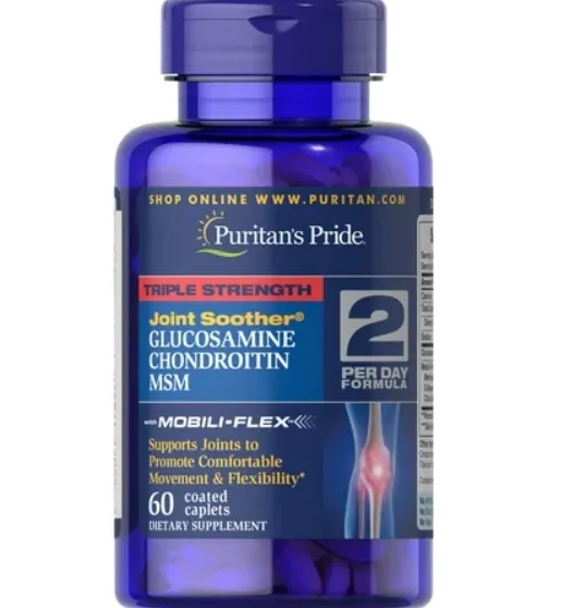 Glucosamina Condroitina e MSM, Joint Soother, 60cápsulas, Puritan's Pride