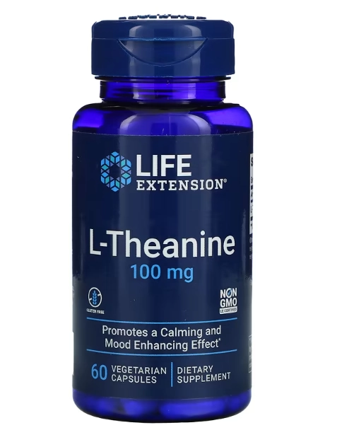 L-theanine, 100 mg, 60 Cápsulas, Life Extension