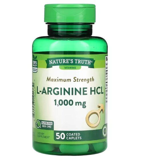 L-Arginina HCL 1000mg, 50 Cápsulas, Nature's Truth