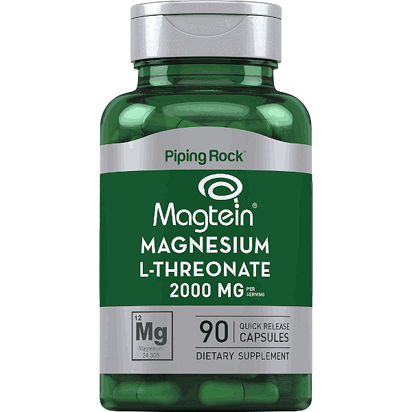 Magnésio L-Treonato Magtein 90 Cápsulas de Rápida Absorção, Piping Rock