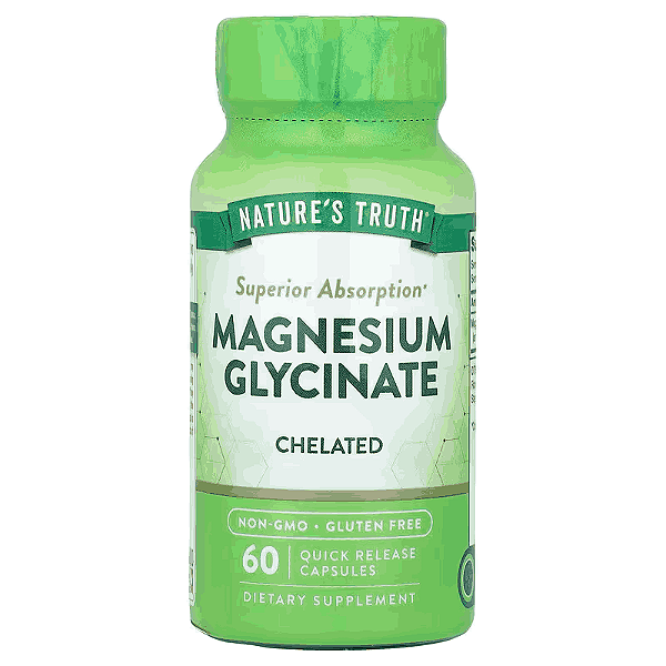 Magnésio Glycinate 100mg Quelado, 60 Cápsulas, Nature's Truth