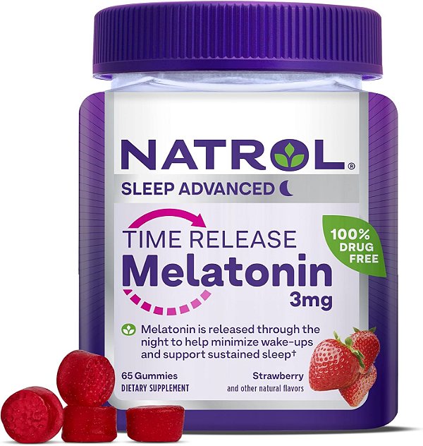 Melatonina 3mg Time Release 65 Gomas Sabor Morango Natrol