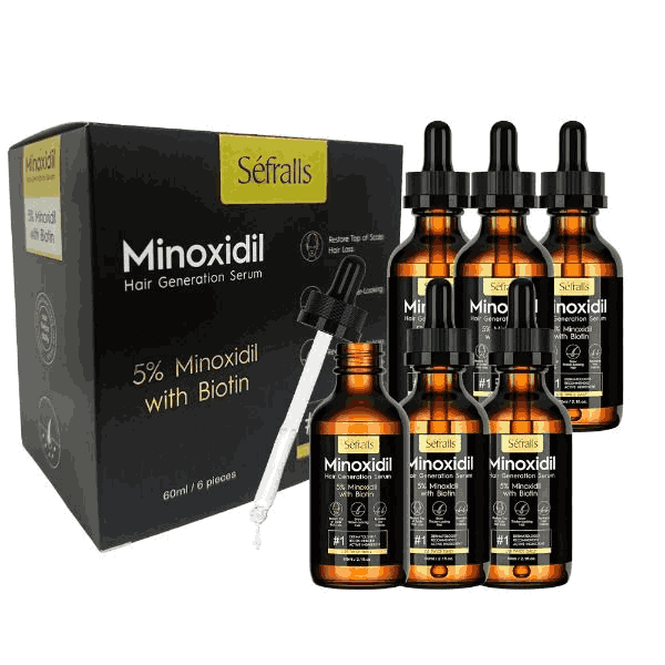 Minoxidil 5% para Crescimento de Cabelo e barba, 3  Meses, 60ml, Sefralls