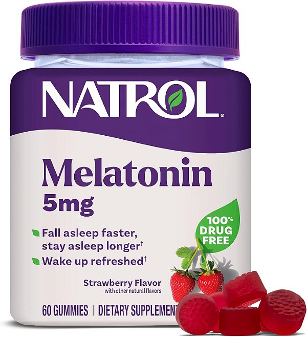 Melatonina 5mg 60 gomas Sabor Morango Natrol