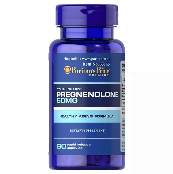 Pregnenolone (Pregnenolona), 50mg, 90 cápsulas, Puritans Pride