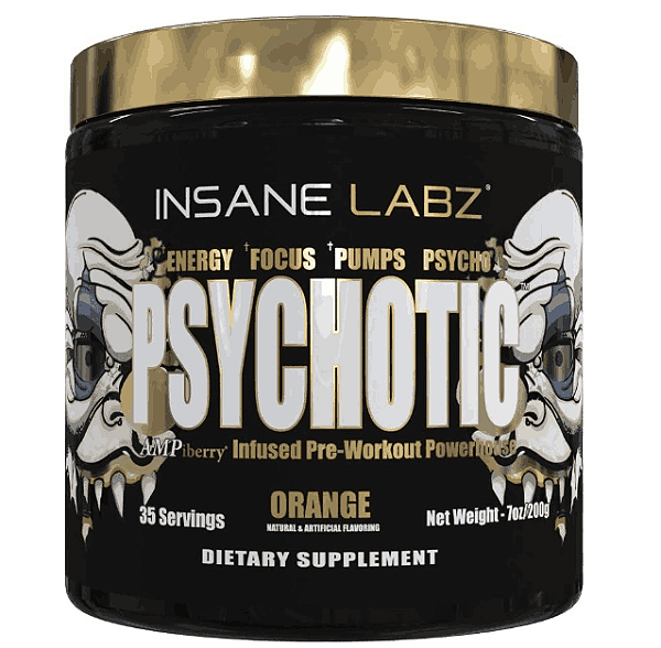 Pre Treino Psychotic Gold, Sabor Laranja, 203g, Insane Labz